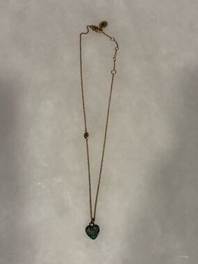 Juicy Couture Gold-Tone Necklace with Green Heart Charm